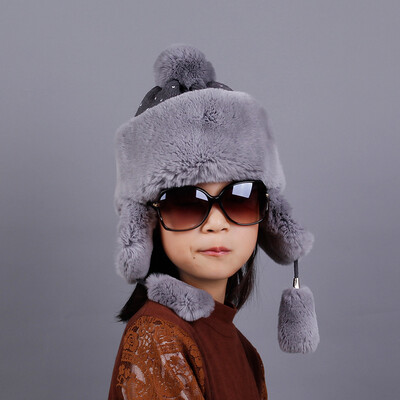 

Winter Rabbit Hair Lei Feng hat outdoor ear warmer hat fur cloth top fur baby hat free shipping