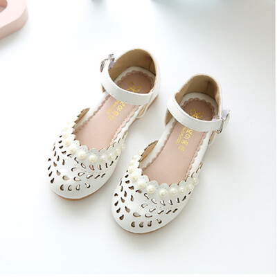 

2018 Summer Children Sandals Girls Princess Shoes Pink Fashion Pearl Beads Flat Girls Sandals Kids Closed Toe Baby Shoes