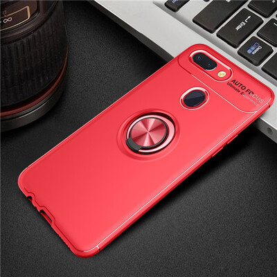 

OPPO R15 Luxury Metal Ring Magnetic Bracket Shockproof Cooling TPU Phone Case