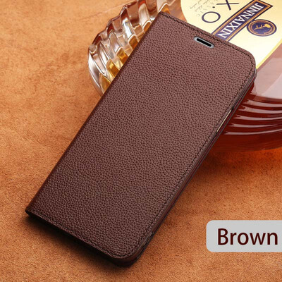 

Genuine Leather flip Case For Samsung S6 S7 S8 Plus Note 8 Litchi Texture Suction cup Wallet phone cover