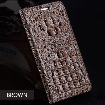 

Genuine Leather flip Case For iPhone 6 7 8 Plus X 3D Crocodile Back Texture Phone Cover