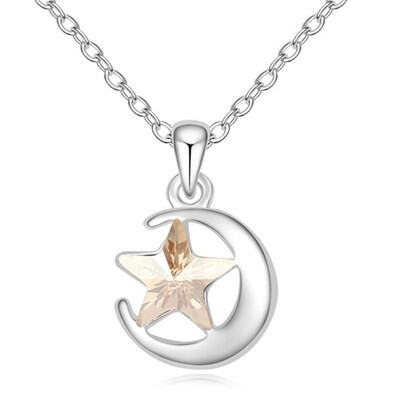 

Fashion Jewelry Austria Crystal from Swa Moon And Stars Necklace Pendants Womens Accessories Party Gift -15075