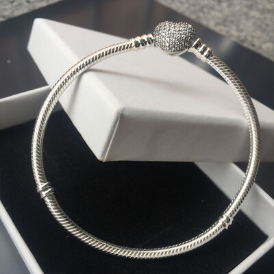 

2018 Top Sale 100 Real Pure 925 Sterling Silver bracelet heart bracelet suitable for Charms Bead Jewelry