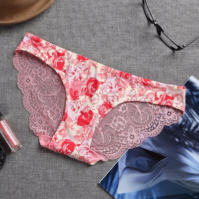 

Rose Lace Women Panties Seamless Print Underwear Sexy Briefs Women Leopard Lace Panties Plus Size M L XL XXL