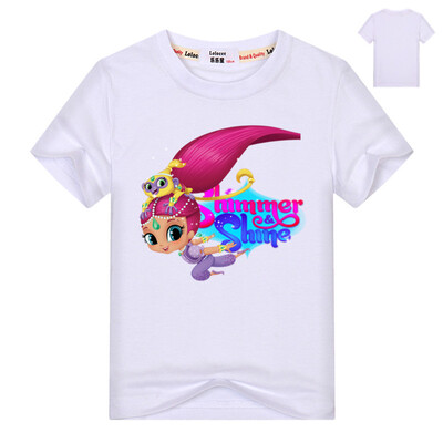 

Princess Girls Shimmer shine T Рубашки с коротким рукавом 100% Хлопок Повседневные топы для девочки-подростка Розовые тройники Дет