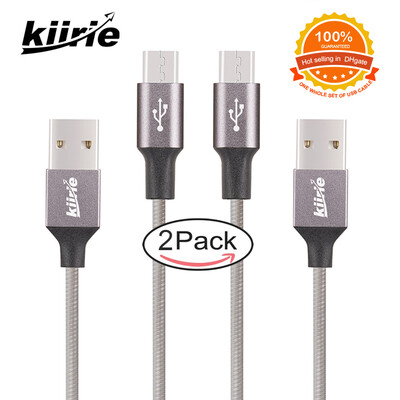 

2 Pak Micro Usb-kabel 24A snelle opladen Gegevensoverdracht Grijs 05 m 15 m Hi-kwaliteit Nylon Gevlochten 80 kg pull