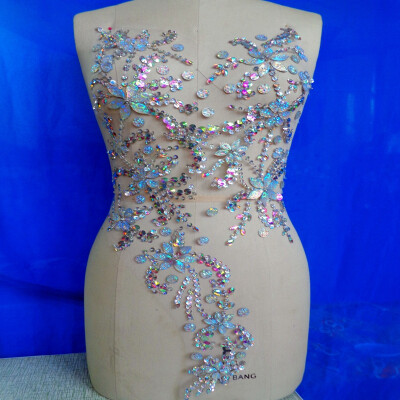 

Ручная чистка AB цвета кристалла патчи пошивают на Rhinestones applique с камнями блестки бисер 60x30cm для аппликации платья