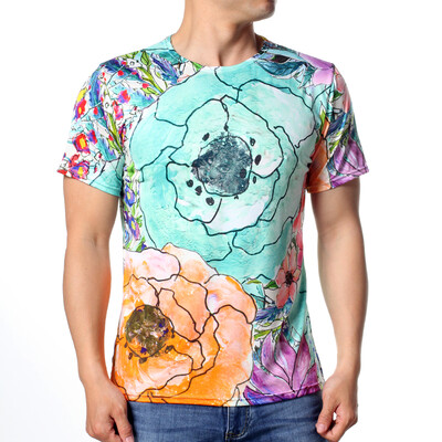 

Mens Fashion Summer Flowers Printed Short Sleeve Shirt