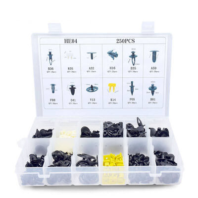 

CNIKESIN HE05 250PCS Смешанная автоматическая застежка-молния Пластиковая заклепка с винтом для автомобильного бампера Fender Panel Внутренняя облицовка Зажимы для Nissan