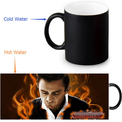 

Johnny Cash Morphing Mug Color Change Tea Cup Magic Milk Coffee Mug