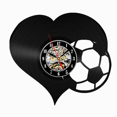 

Love Football Vinyl Wall Clock Soccer Vinyl Record Clock Kids Wall Clock Unique Birthday Gift