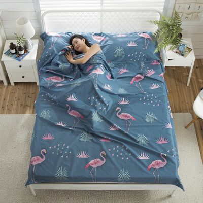 

Zero degree exploration LIVTOR travel hotel hotel cotton print dirty dirty anti-dirty cotton health travel sleeping bag flamingo double 180230cm gift fixed belt