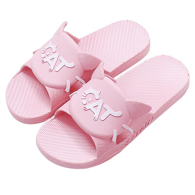 

Yuhuaze home slippers family fitted mother cartoon cat breathable bathroom shower cool slippers a word drag pink 36 yards