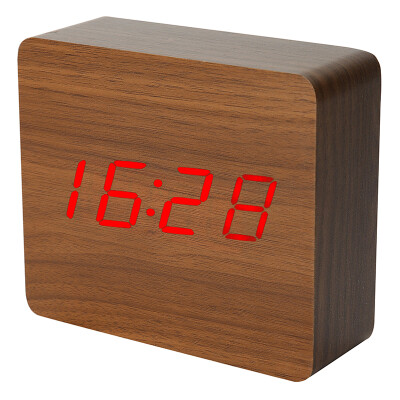 

Compas Compas Alarm Clock Creative Alarm Control Electronic Clock LED Night Light Silence Temperature Wood Clock HX-0813 Bamboo Wood Red Word