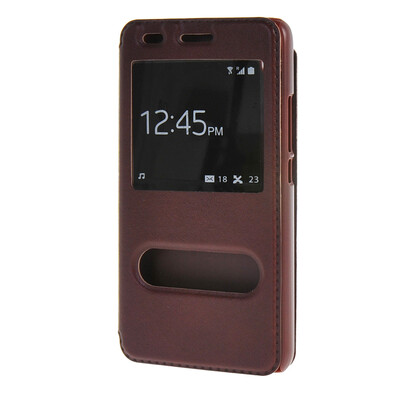 

MOONCASE чехол for Huawei Honor 4A (5.0") Сверхтонкий флип кожаный Окно просмотра Стенд обложка чехол красный