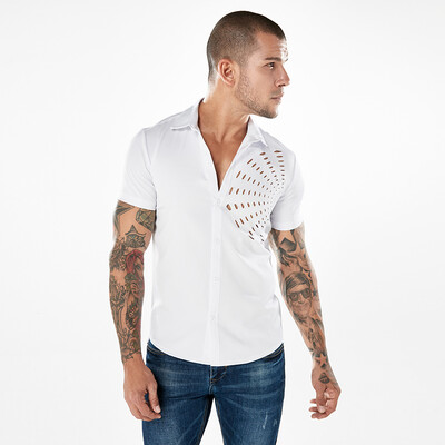 

2018 Summer Mens Casual Hollow Shirt Slim Sport T-Shirt