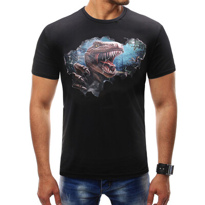 

Male 2018 Summer Brand Short Sleeve Dinosaur Pattern Print T Shirt O-Neck Slim Men T-Shirt Tops Fashion Mens Tee Shirt T Shirts