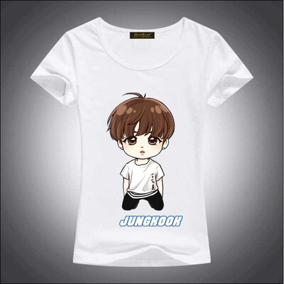 

HenReat High quality silk cotton white solid color short sleeve women BTS print T-shirt