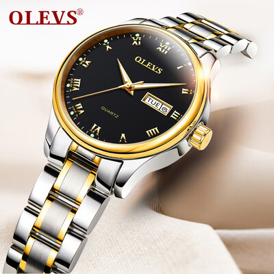 

OLEVS Fashion Brand Ladies Auto Date Watches Коричневая кожа для женского розового золота Кварцевые часы Женские повседневные наручные часы