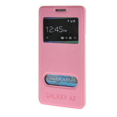 

MOONCASE Samsung Galaxy A5 Case View Leather Flip Pouch Bracket Back Cover Pink