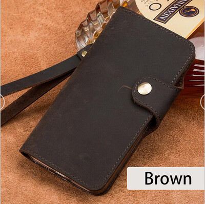 

LANGSIDI Genuine Leather flip Phone Case For Samsung S8 retro crazy horse leather buckle style flip cover