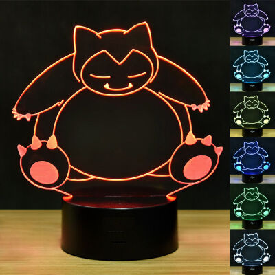 

3D Night Light Snorlax LED Touch Night Light 7 Color Pokemon Table Lamp lighting