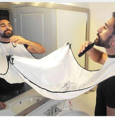 

Pongee Beard Care Shave Apron Bib Trimmer Facial Hair Cape Sink