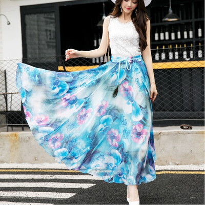 

Summer Maxi Dress Bohemia Paige Printing Chiffon Big Swing