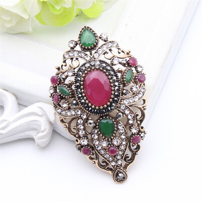 

старинные турецкие женщины цветок броши Pins старого золота цвет смолы broches брошь кулон двойной цели дамы этнических украшений