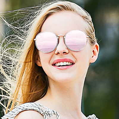 

Blue Bluekiki Polarized Sunglasses Womens Fashion Round Frame Color Film Trends Sunglasses Driving Mirror Female 6142 Transparent Box Rose Gold