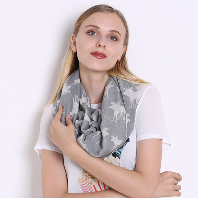 

Шарфы для женщин Voile Infinity Collar Кольцо Шарф Оленьей шкуры Печать Роскошные марлевые шарфы JeouLy Echarpes Foulards Femme