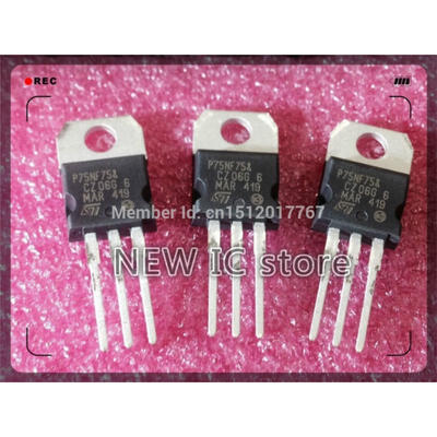 

Free shipping 10PCSLOT P75NF75 P75N75 STP75NF75 STP75NF75FP 75V TO-220 Transistor