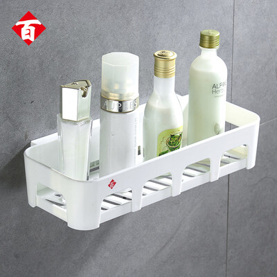 

Baizi bathroom rack plastic bathroom rack free punching installation double layer