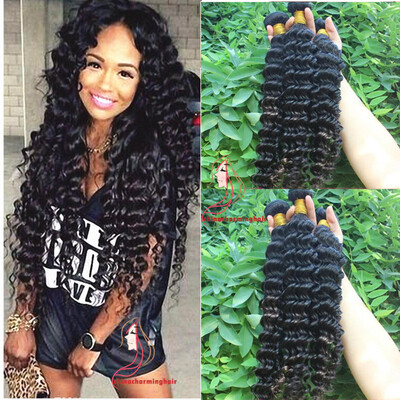 

Человеческие волосы связывает глубокую волну бразильских волос Weave глубокие вьющиеся волна связывает человеческие волосы выдвижения естественный цвет 3pcs много