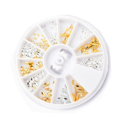 

1 Box Gold Silver Rivet Metal Nail Studs Starlight V-shaped Arrow Flakies 3D Manicure Nail Art Decoration Accessory In Wheel