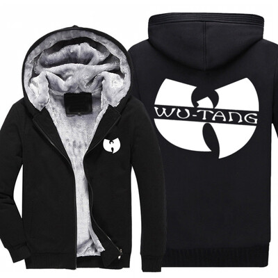 

2018 New USA SIZE Men Winter Autumn Hoodies Wu-Tang Clan pattern Fleece Coat Baseball Uniform Sportswear Jacket wool
