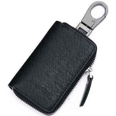 

[Jingdong supermarket] JOBON fine fine leather cowhide simple coin purse bag car bag key package 360 ​​degree rotating removable buckle ZB-8802 black