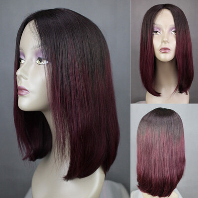 

Lace Front Wig Silky Straight 150 Density Ombre Color 1B99J 7 Brazilian Virgin Hair Lace Wig