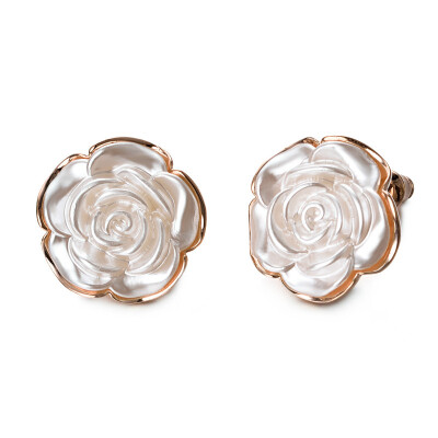 

Yoursfs Cubic Zirconia Rose Flower Stud Earrings For Mother Day 2018 Gold Plated Fashion Earrings