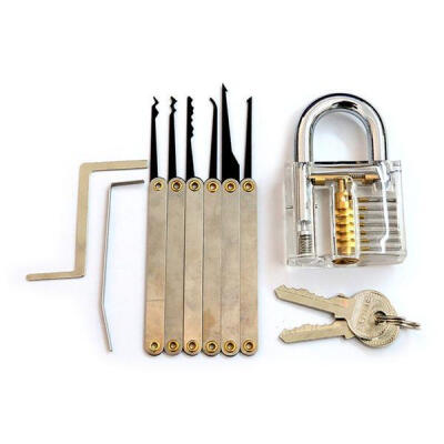 

6 PIECE LEARN TO LOCKPICK SET transparent Lock 6 keys