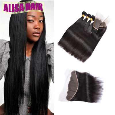 

13x4 Ear To Ear Lace Frontal Closure With Bundles 8A Brazilian Straight Virgin Hair With Closure Soul Lady Lace Frontal Weave