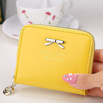 

Fashion Women Coin Purses Bow Knot Zipper Leather Wallet Money Card Holder Bag