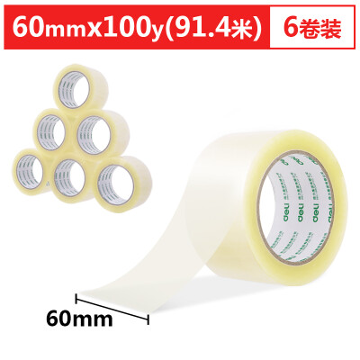 

Deli 6-pack 60mm100y 914m45μm High-transparent sealing tape packing wide tape 30333