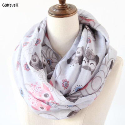 

Guttavalli Women Owls Chevron Ring Shawl Solid Girl Dots Flowers Loop Scarf Soft Bohemia Vintage Animal Stripes Infinity Scarves