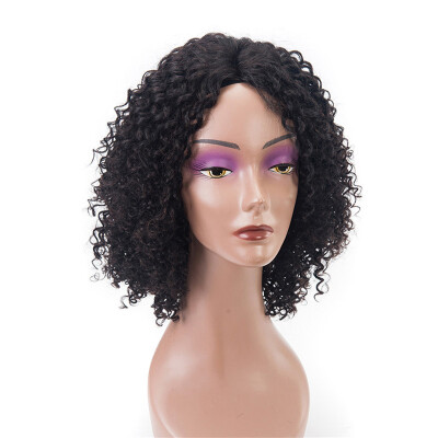 

T-top Hair Short Curly Wig Virgin Human Hair Lace Front Wig Swiss Lace Natural Black Color Bleached Knots Human Hair Wig With Natu