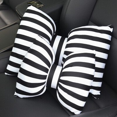

Carnot car headrest lumbar suit Korea cute bow car pillow car lumbar pillow car cushion head pillow pillow neck pillow stripe