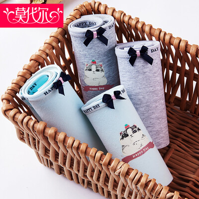

Modal underwear womens cotton briefs cute bow print ladies underwear 4 combination 1 17090 XL