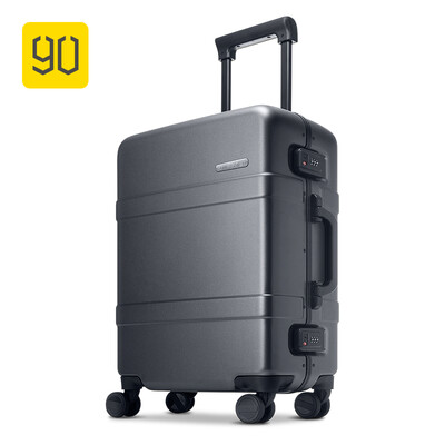 

90FUN Upgraded Aluminum Framed Suitcase PC Spinner Wheel Carry on Hardshell Luggage20"24" GreyRed