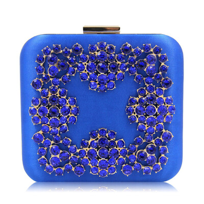 

Milisente Women Evening Bags Ladies Clutch Purse Blue Diamond Box Clutches Wedding Party Bag