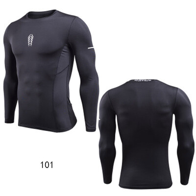 

New sports mens long-sleeved fitness clothing stretch compression workout clothes mens running training quick-drying PROT shirt